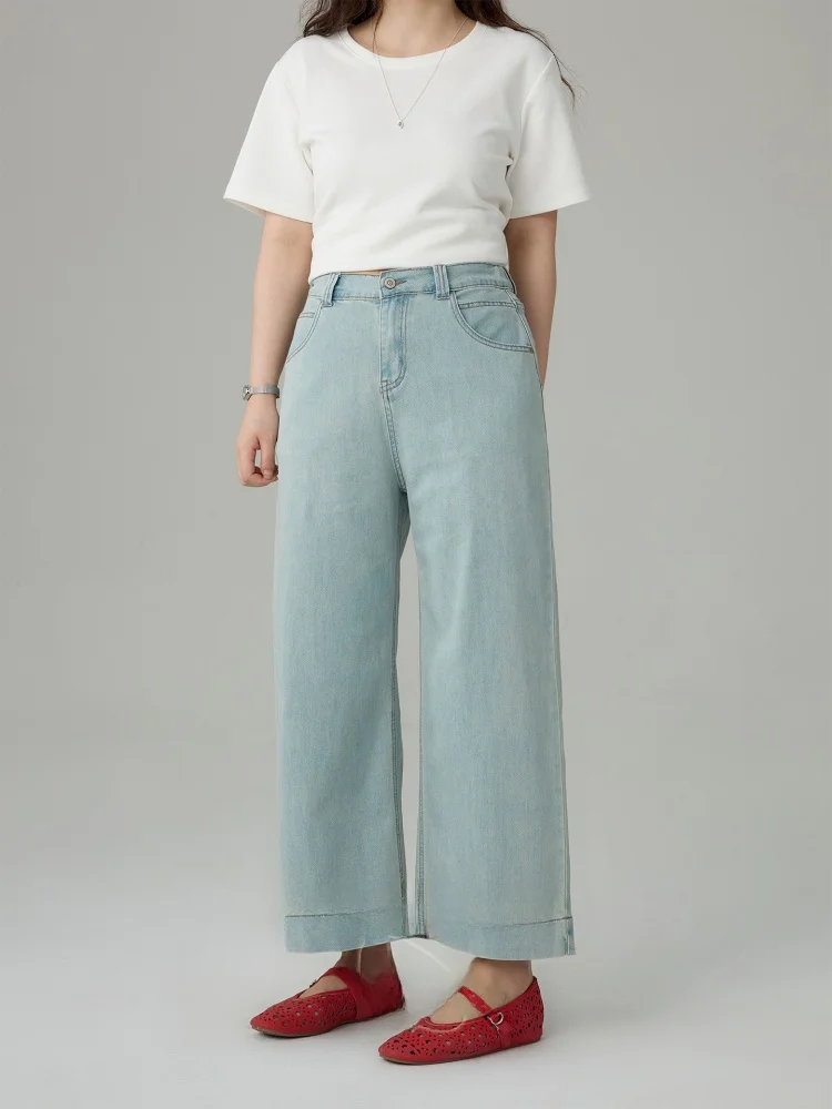 plus Size Casual Loose Fit High Waist Wide Leg Jeans Light Color Summer 8-Piece Pants for plus Size Women Korean Style
plus Size Casual Loose Fit High Waist Wide Leg Jeans Light Color Summer 8-Piece Pants for plus Size Women Korean Style
