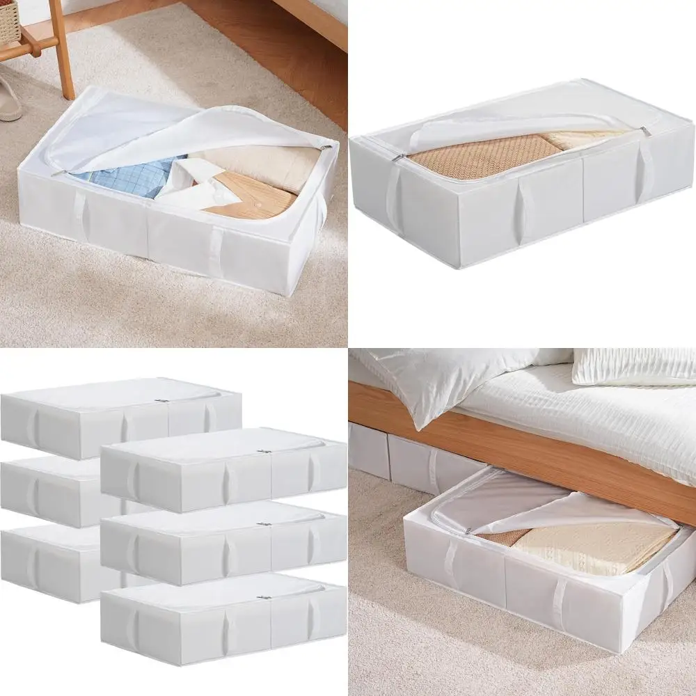 Collapsible Storage Bins for Under Bed, Durable Fabric, Washable, 27.5x16.5x7 Inches, 6-Pack, White
Collapsible Storage Bins for Under Bed, Durable Fabric, Washable, 27.5x16.5x7 Inches, 6-Pack, White