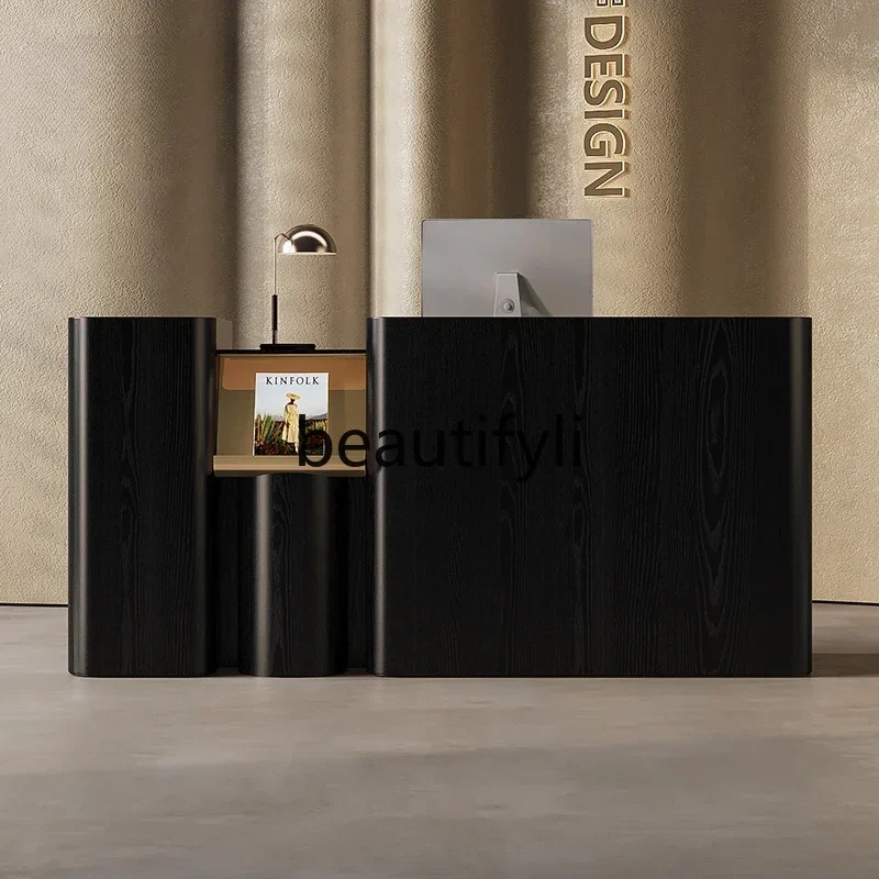 Black light luxury checkout page counter modern simple company office front desk
Black light luxury checkout page counter modern simple company office front desk