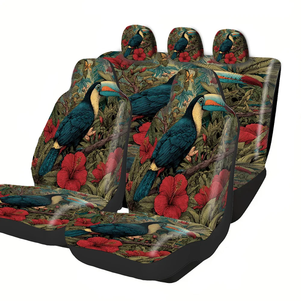 Комплект чехлов для автомобильных сидений на 2-5 мест, потрясающий узор с изображением тукана, красных цветов и зеленых листьев, устойчивый к выцветанию полиэстер, универсальный размер для большинства автомобилей.
Комплект чехлов для автомобильных сидений на 2-5 мест, потрясающий узор с изображением тукана, красных цветов и зеленых листьев, устойчивый к выцветанию полиэстер, универсальный размер для большинства автомобилей.