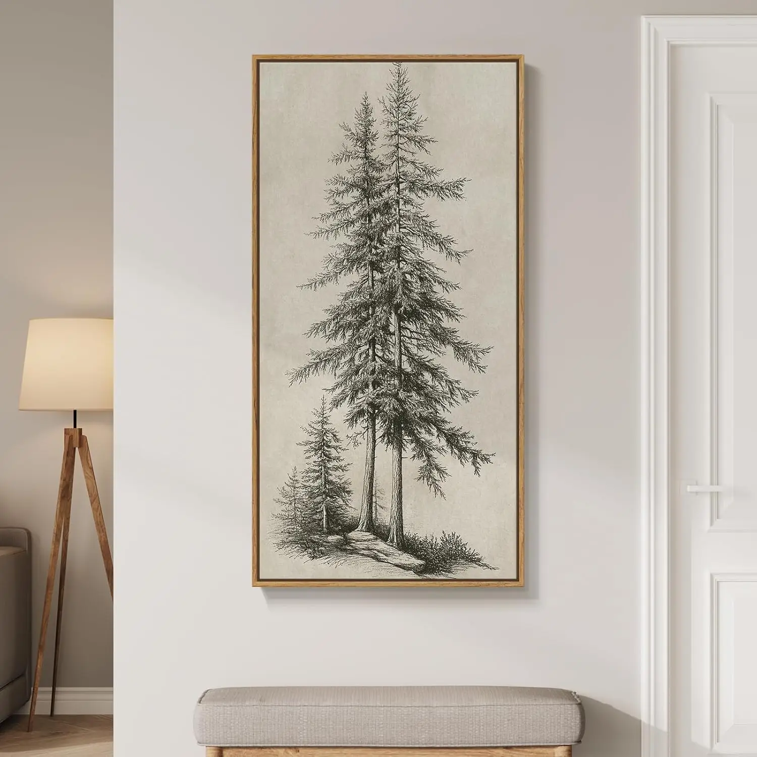 Framed Vertical Vintage Sketch Tree Living Room Wall Art, Large Black Beige Rustic Pine Artwork for Walls, Classic Antique Nature Forest Canvas Painting Print for Office Kitchen Foyer Stair 20x40 Inch
Framed Vertical Vintage Sketch Tree Living Room Wall Art, Large Black Beige Rustic Pine Artwork for Walls, Classic Antique Nature Forest Canvas Painting Print for Office Kitchen Foyer Stair 20x40 Inch