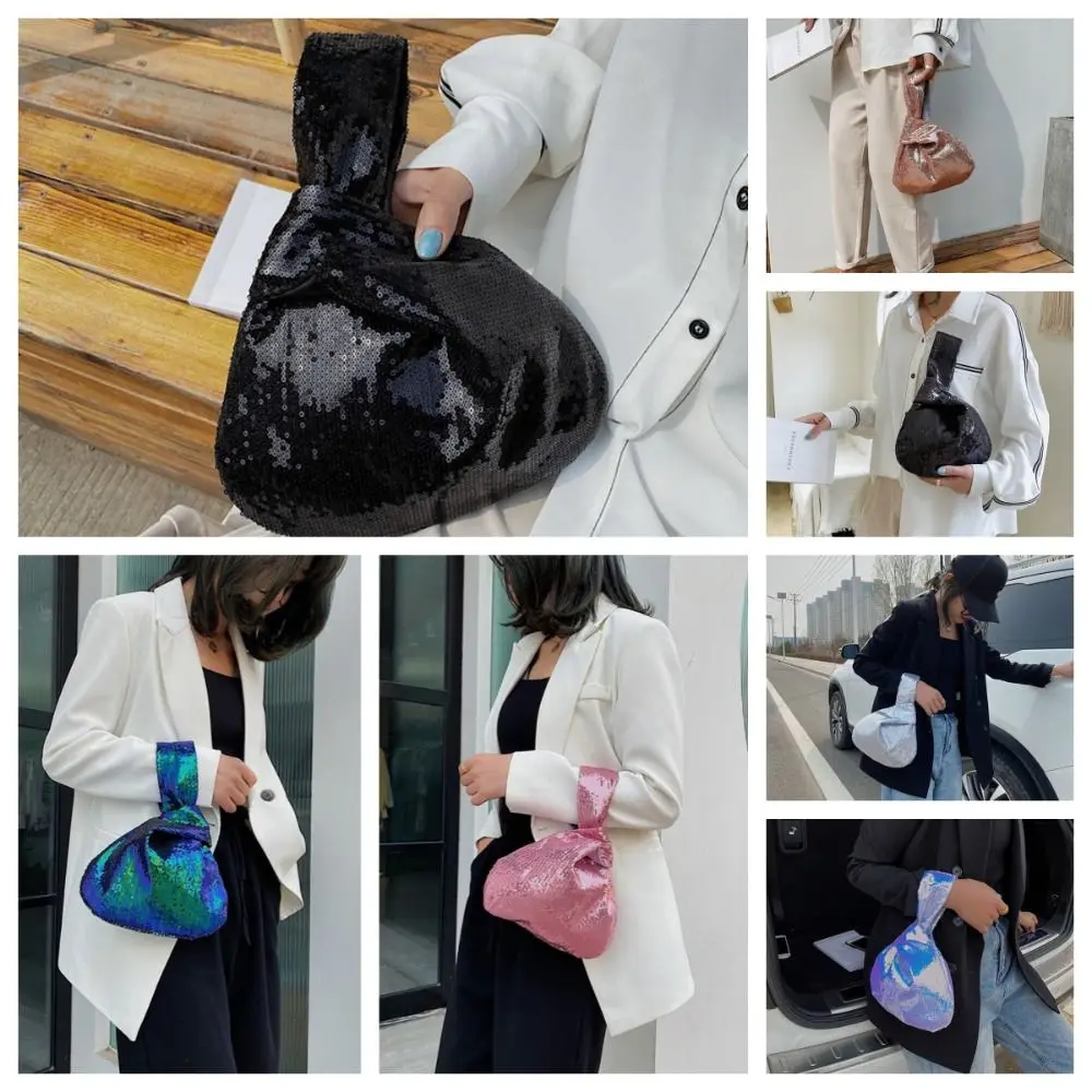 Casual Glitter Knot Wrist Bag Korean Style Bucket Bag Sequin Handbag Shopping Bags New Year Gift Tote Bag Student
Casual Glitter Knot Wrist Bag Korean Style Bucket Bag Sequin Handbag Shopping Bags New Year Gift Tote Bag Student