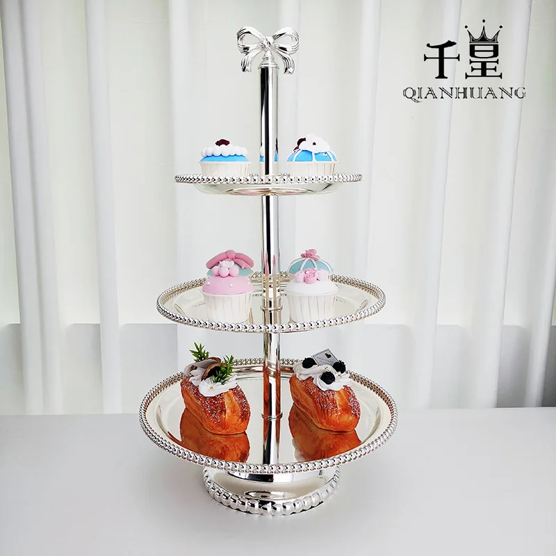 European Three-Layer Beaded Metal Silver Plated Round Cake Plate Wedding Supplies Dessert Table Snack Tray Fruit Plate
European Three-Layer Beaded Metal Silver Plated Round Cake Plate Wedding Supplies Dessert Table Snack Tray Fruit Plate