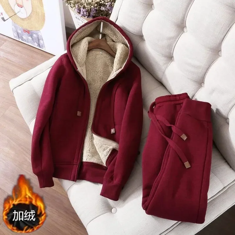 New Sports Leisure Set Women's Zipper Solid Coat Women's Autumn/Winter Korean Edition Student Plush Thickened Hoodie Set E6375
New Sports Leisure Set Women's Zipper Solid Coat Women's Autumn/Winter Korean Edition Student Plush Thickened Hoodie Set E6375