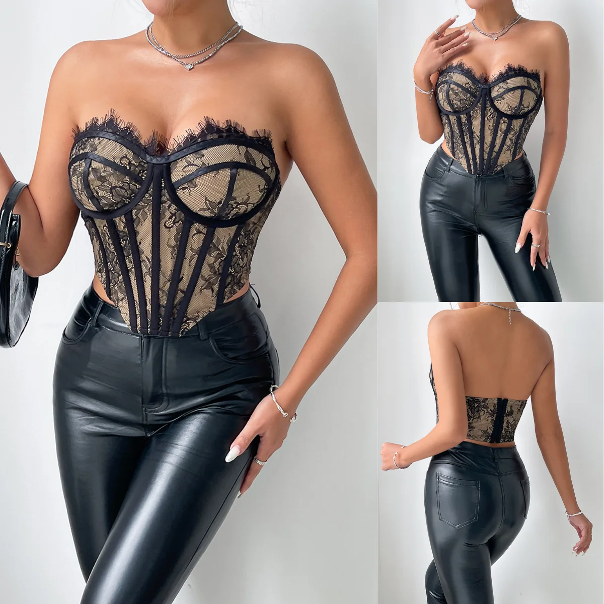 Y2k Strapless Shapping Corset Crop Tops Fashion Clothes Women Lace Tank Top Sexy Hollow Out Sleeveless Vest Slim Camisole Summer
Y2k Strapless Shapping Corset Crop Tops Fashion Clothes Women Lace Tank Top Sexy Hollow Out Sleeveless Vest Slim Camisole Summer
