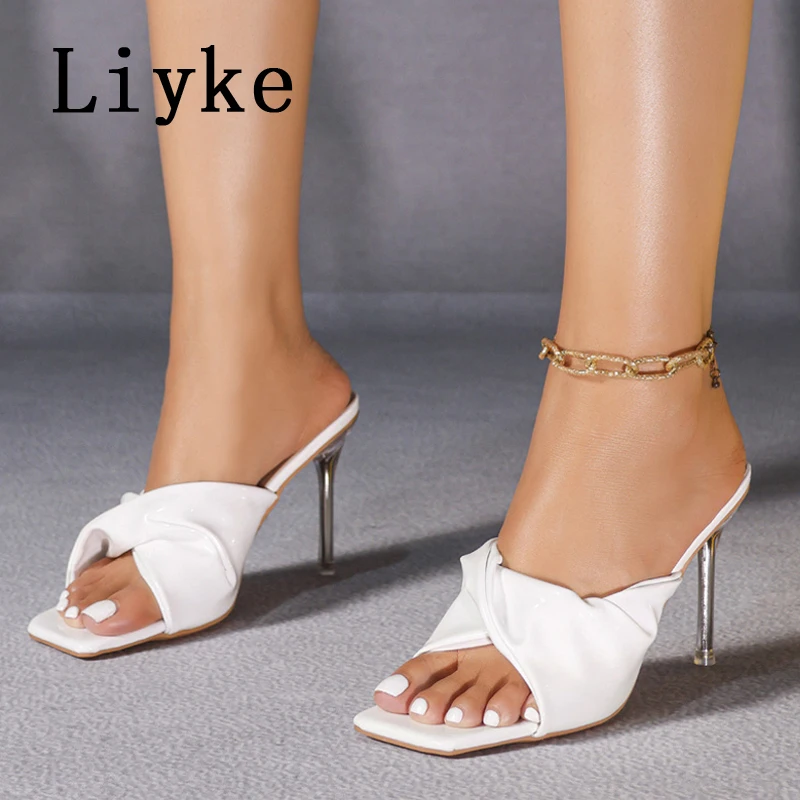 Liyke Fashion Design Pleated Patent Leather Women Slippers Sandals Summer Square Toe Slides Shoes Ladies Thin High Heels Mules
Liyke Fashion Design Pleated Patent Leather Women Slippers Sandals Summer Square Toe Slides Shoes Ladies Thin High Heels Mules