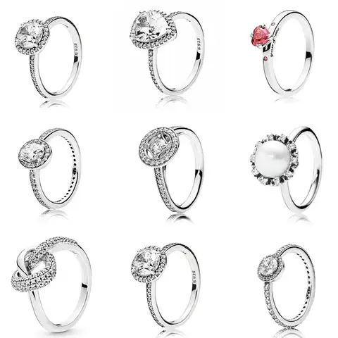 ポットデミエル 925スターリングシルバー ノットハート 愛のシンボル クリスタルリング 女性用 ウェディングパーティー パンドラジュエリー