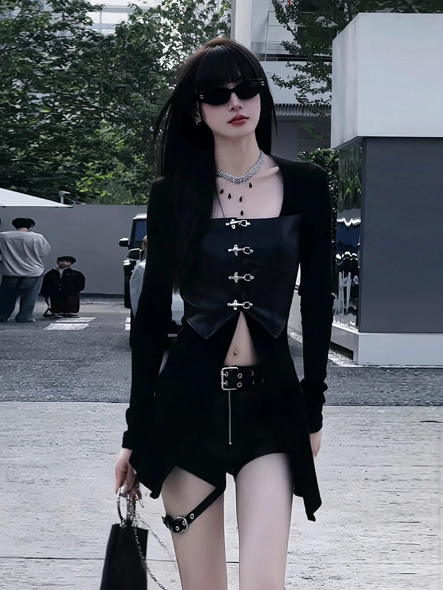 Street Style Dark Theme Splice Square Collar Knitted Sweater Fake Two-Piece Design Women's Loose Fit Long Sleeve Top
Street Style Dark Theme Splice Square Collar Knitted Sweater Fake Two-Piece Design Women's Loose Fit Long Sleeve Top
