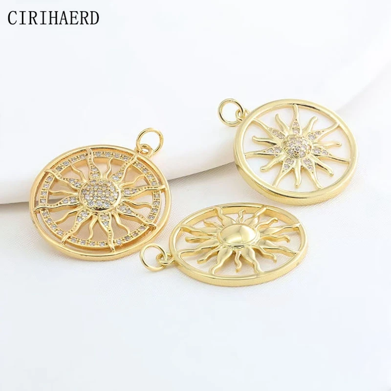 Stylish Round Pendant 14K Gold Plated Brass With Zircon Sun Necklace Charms Pendants For Jewelry Making Supplies DIY Accessories
Stylish Round Pendant 14K Gold Plated Brass With Zircon Sun Necklace Charms Pendants For Jewelry Making Supplies DIY Accessories