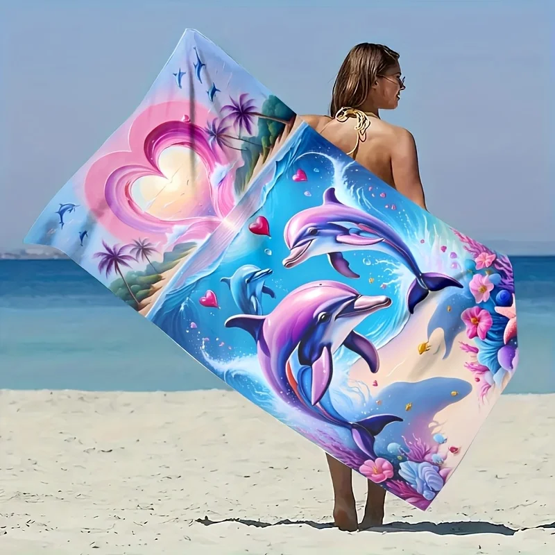 1pc Dolphin Heart Beach Towel Romantic Sea Animal Print Quick Dry Microfiber Soft Bath Towel For Women Girls Summer Beach
1pc Dolphin Heart Beach Towel Romantic Sea Animal Print Quick Dry Microfiber Soft Bath Towel For Women Girls Summer Beach