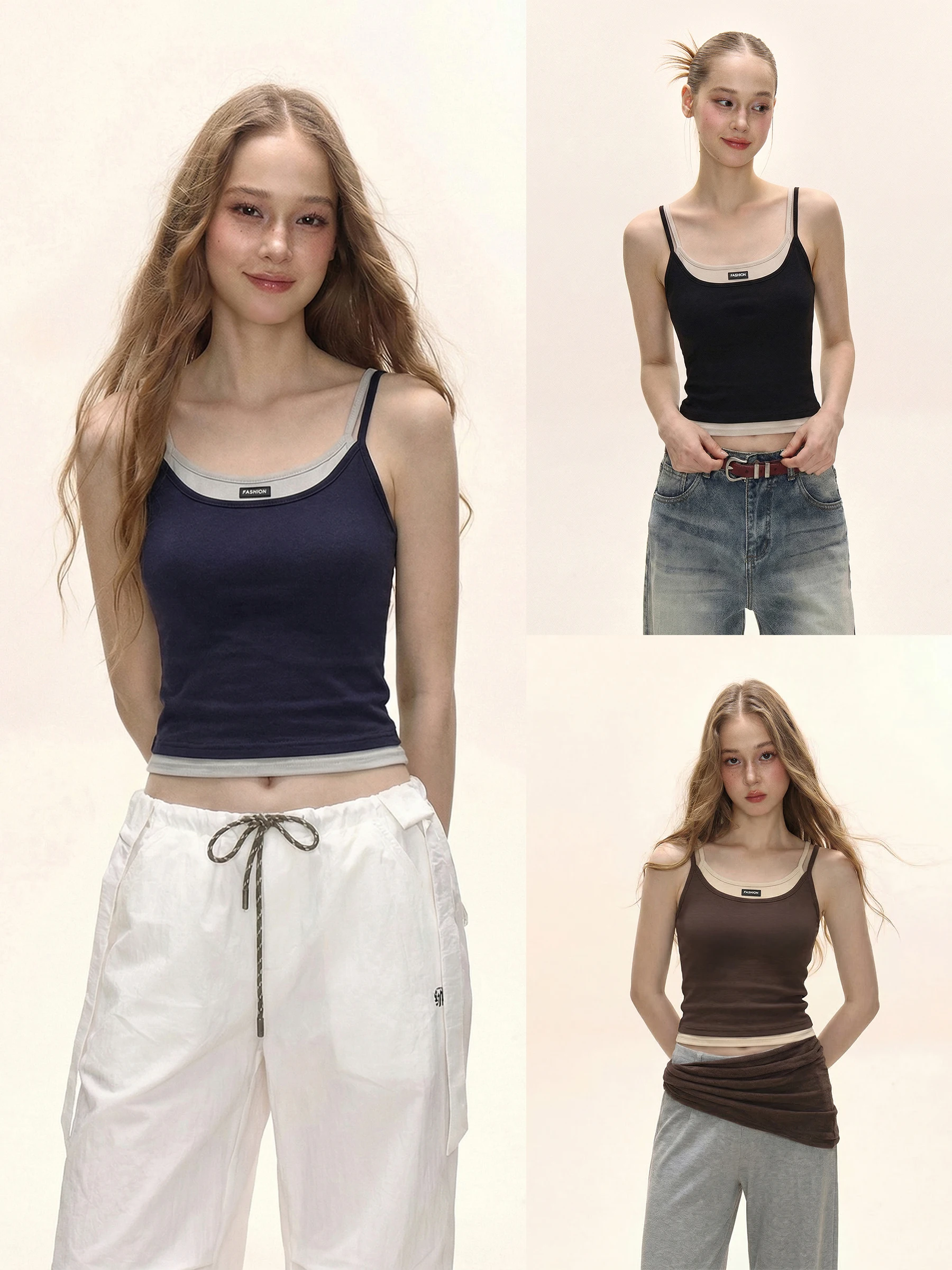 American Style Camisole Tank Top Women Summer Double Strap Color Block Design Slim Fit Sleeveless Shirt Hot Girl Style Cotton...
American Style Camisole Tank Top Women Summer Double Strap Color Block Design Slim Fit Sleeveless Shirt Hot Girl Style Cotton...