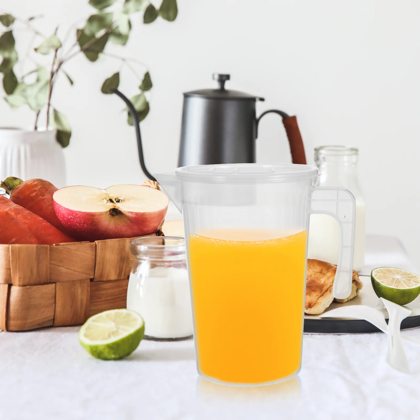 2000Ml Large Capacity Plastic Measuring Pitcher Sliding Lid Double-Sided Graduated Scale Precise Liquid Measurement Cooking