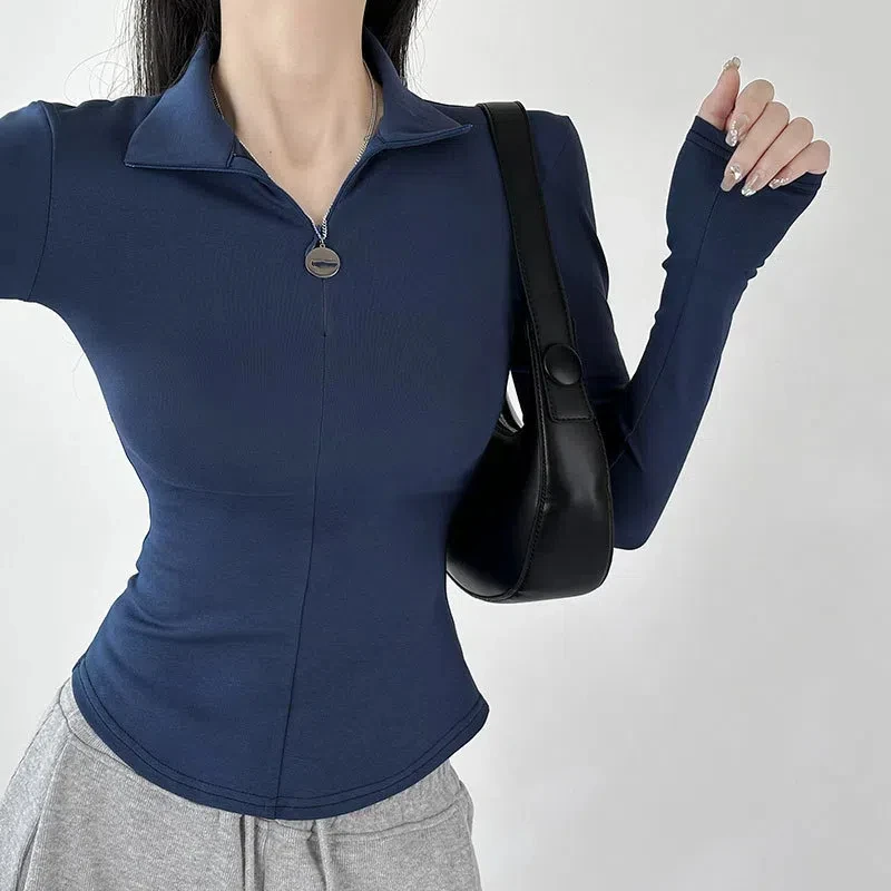 Long-sleeved T-shirt for women 2025 new slim and slim hot girl polo collar top base shirt
Long-sleeved T-shirt for women 2025 new slim and slim hot girl polo collar top base shirt