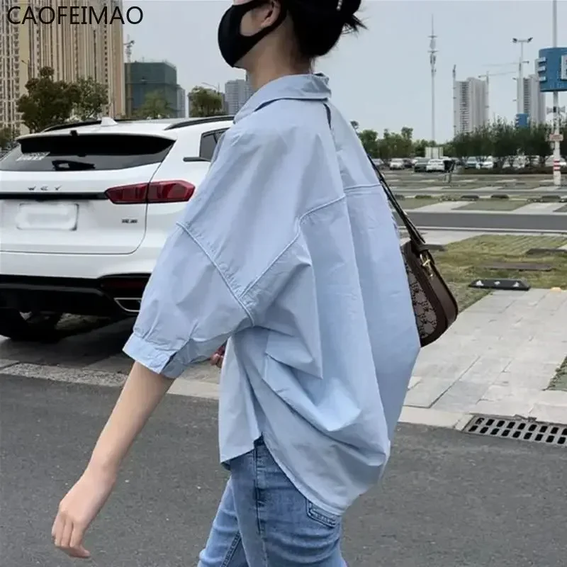 Cotton Mid-sleeve Thin Woman Caofeimao 2025 Summer New Loose Fashion Irregular Shirt Casual Vacation Top Korean Women's Clothes
Cotton Mid-sleeve Thin Woman Caofeimao 2025 Summer New Loose Fashion Irregular Shirt Casual Vacation Top Korean Women's Clothes