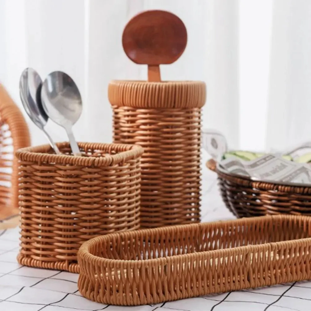 Hardness Rattan Wicker Woven Serving Baskets Household 7 Styles Drain Chopstick Fork Spoon Holder Handwoven Rattan Basket
Hardness Rattan Wicker Woven Serving Baskets Household 7 Styles Drain Chopstick Fork Spoon Holder Handwoven Rattan Basket