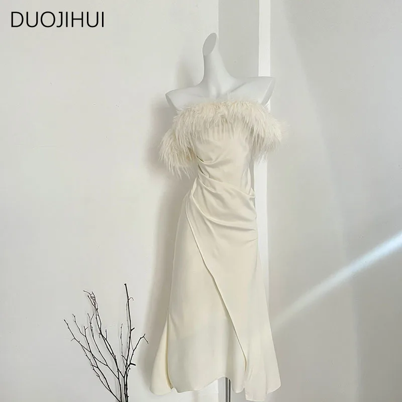 DUOJIHUI Beige Classic Slash Neck Slim Waist Women Dresses New Solid Color Fashion Lace-up Simple Zipper Elegant Female Dresses
DUOJIHUI Beige Classic Slash Neck Slim Waist Women Dresses New Solid Color Fashion Lace-up Simple Zipper Elegant Female Dresses