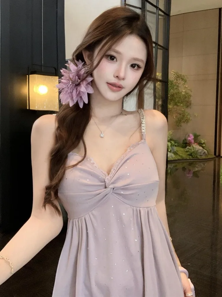 Pure Desire Purple Rhinestone Lace Trim Slim Fit Vest Summer New Style Small Audience Design Sense Elegance Splice Top
Pure Desire Purple Rhinestone Lace Trim Slim Fit Vest Summer New Style Small Audience Design Sense Elegance Splice Top