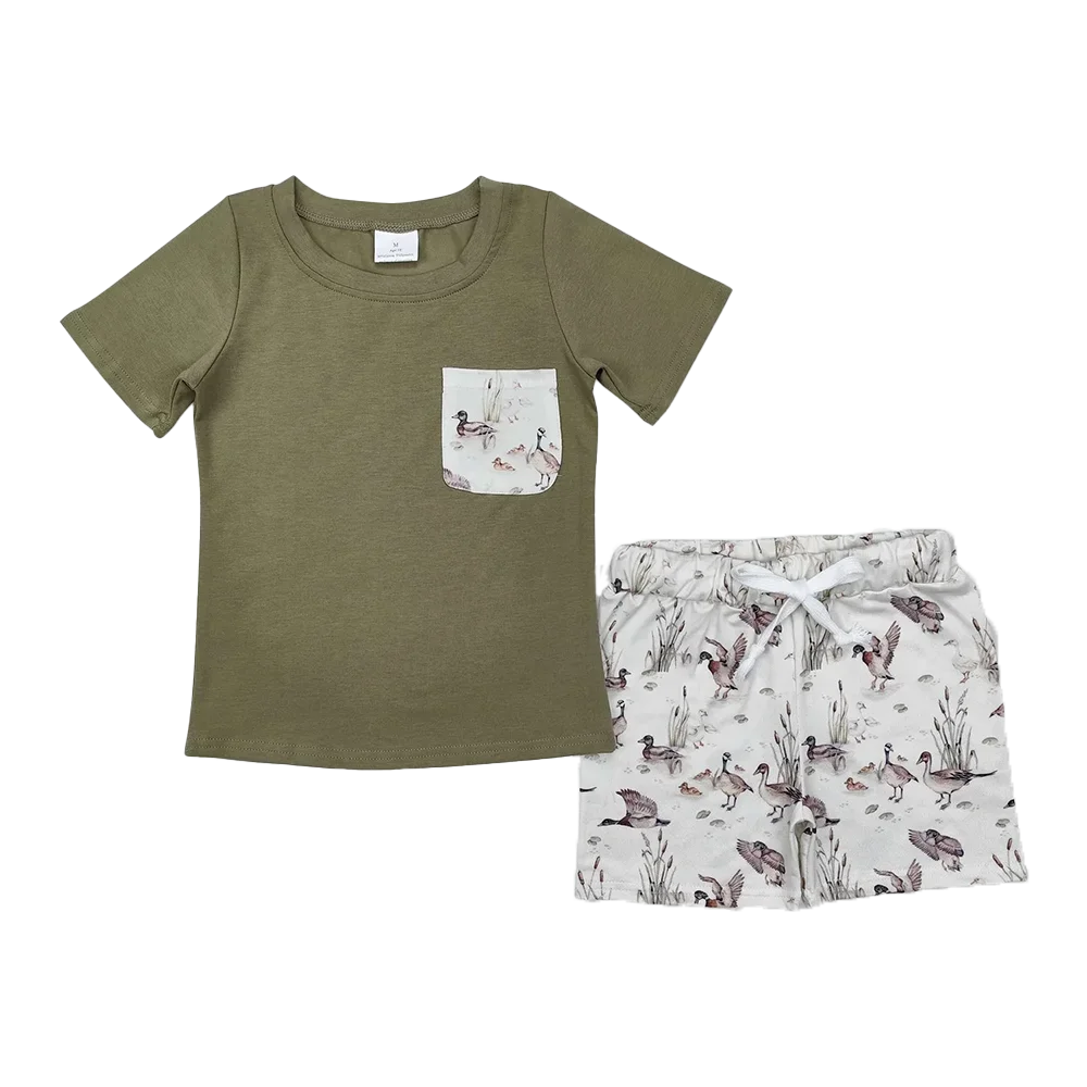BSSO1175 Baby Boys Summer Boys Outfits Baby Boys Green Hunting Top Ducks Mallard Shorts Clothes Sets
BSSO1175 Baby Boys Summer Boys Outfits Baby Boys Green Hunting Top Ducks Mallard Shorts Clothes Sets