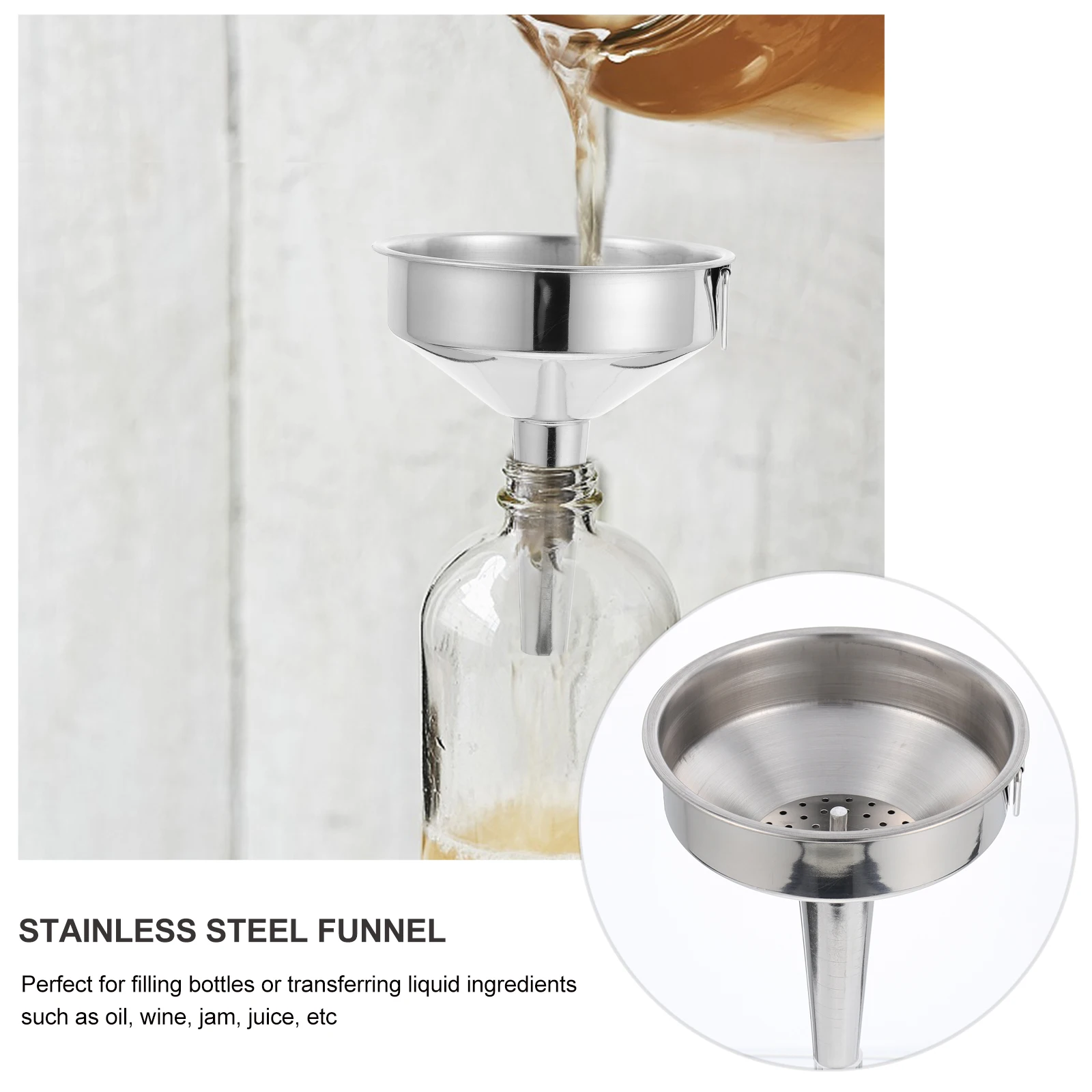 Stainless Steel Mouth Funnel Kitchen Oil Soy Sauce Tool Liquid Transfer Kitchen Funnel Bottle Jar Flask Container
Stainless Steel Mouth Funnel Kitchen Oil Soy Sauce Tool Liquid Transfer Kitchen Funnel Bottle Jar Flask Container