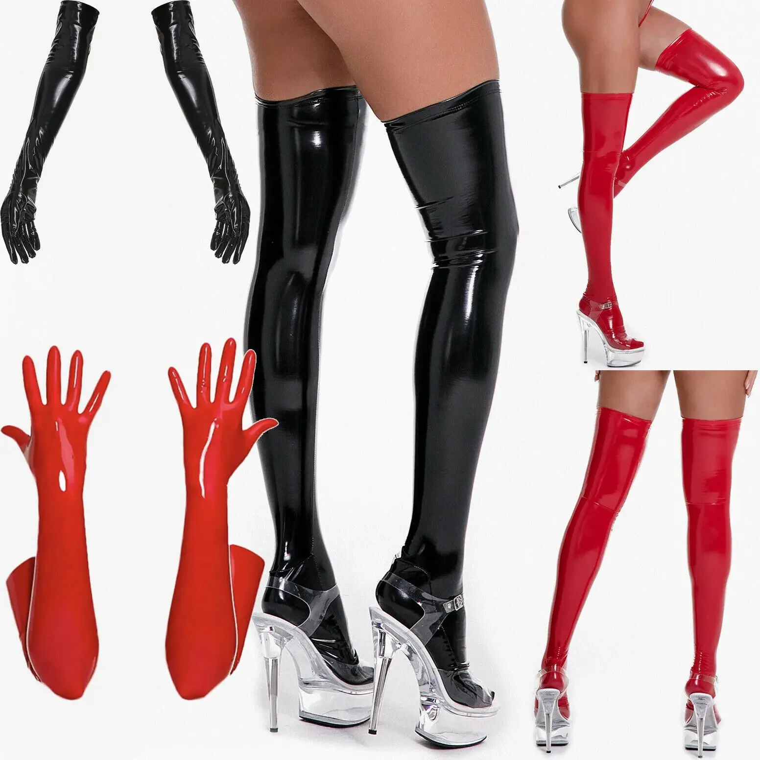 Women PU Leather Wetlook Shiny High Stockings Mittens Long Leather Gloves Disco Party Dance Clubwear Cosplay Costumes Red Black
Women PU Leather Wetlook Shiny High Stockings Mittens Long Leather Gloves Disco Party Dance Clubwear Cosplay Costumes Red Black
