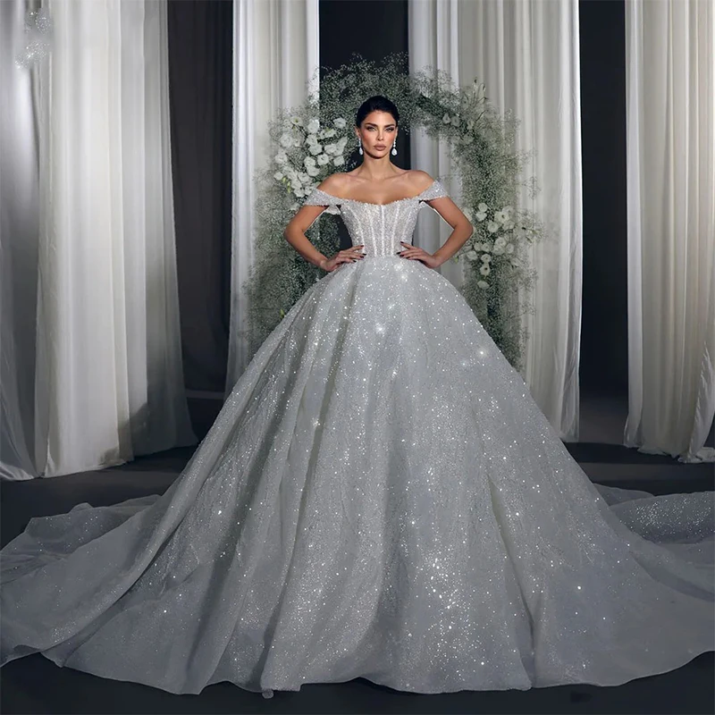 Glitter Wedding Dress Organza With Embroidery Bead Ball Gown Full Sleeve O-Neck Customized Bride Dress Button Vestido De Novia
Glitter Wedding Dress Organza With Embroidery Bead Ball Gown Full Sleeve O-Neck Customized Bride Dress Button Vestido De Novia