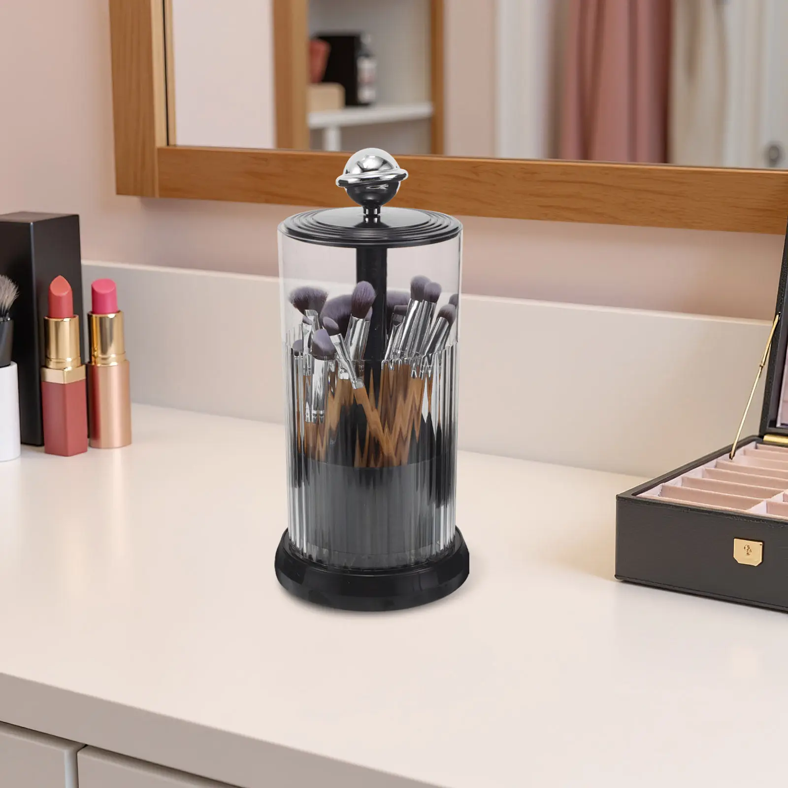 Rotating Makeup Brush Holder Organizer Covered Dustproof Plastic Makeup Brush Storage Organizer for Vanity Countertop Travel
Rotating Makeup Brush Holder Organizer Covered Dustproof Plastic Makeup Brush Storage Organizer for Vanity Countertop Travel