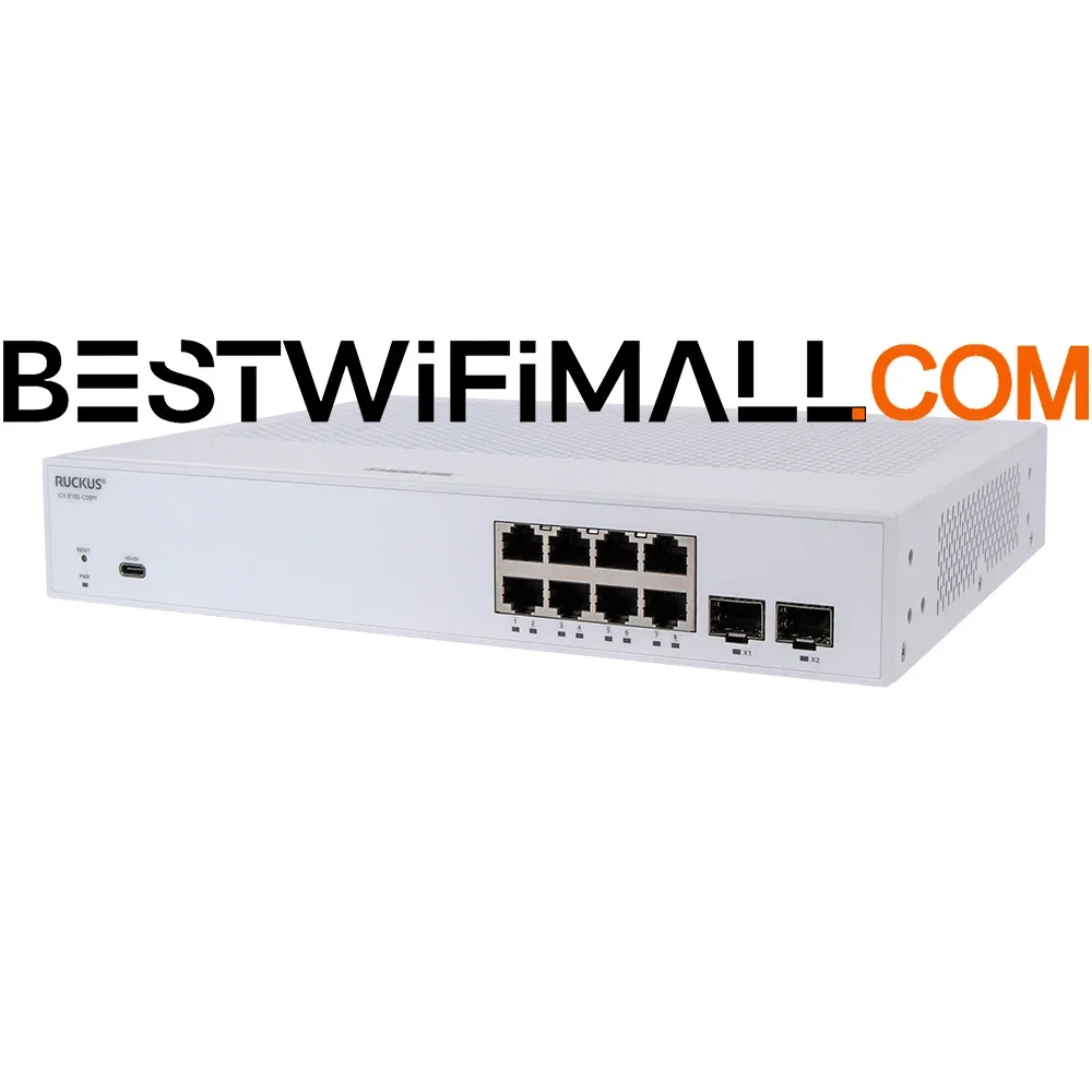 RUCKUS Networks ICX8100-C08PF ICX 8100 C08PF 8x1Gbps POE+ Switch 30W Class 4 Ports 120W PoE Budget, 2x1GbE SFP Unlink Ports
RUCKUS Networks ICX8100-C08PF ICX 8100 C08PF 8x1Gbps POE+ Switch 30W Class 4 Ports 120W PoE Budget, 2x1GbE SFP Unlink Ports