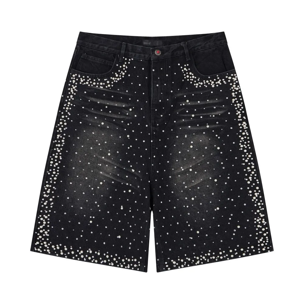 Men's Fashion Loose Fit Short Jeans With Pearls High Street Vibe Style Hip Hop Denim Shorts With Hotfix Rhinestone Shorts
Men's Fashion Loose Fit Short Jeans With Pearls High Street Vibe Style Hip Hop Denim Shorts With Hotfix Rhinestone Shorts