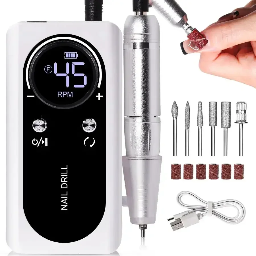 Professional 45000RPM Electric Portable Nail Drill Machine Rechargeable Low Noise Nail Sander File for Manicure Salon Tool Drill
Professional 45000RPM Electric Portable Nail Drill Machine Rechargeable Low Noise Nail Sander File for Manicure Salon Tool Drill