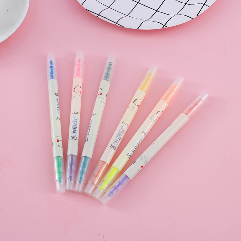 6Pcs/Set Double Head Fluorescent Cute Highlighter Pen Markers Pastel Drawing Pen for Student School Office Supplies Stationery
6Pcs/Set Double Head Fluorescent Cute Highlighter Pen Markers Pastel Drawing Pen for Student School Office Supplies Stationery