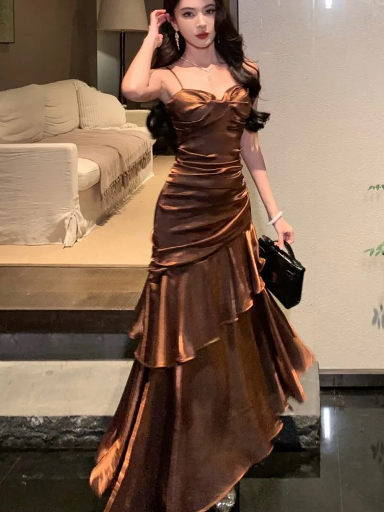 Women's Elegant Ruffles Long Dresses Summer Slim Waist Casual Vestidos Fashion Spaghetti Strap Sleeveless Princess Party Dress
Women's Elegant Ruffles Long Dresses Summer Slim Waist Casual Vestidos Fashion Spaghetti Strap Sleeveless Princess Party Dress