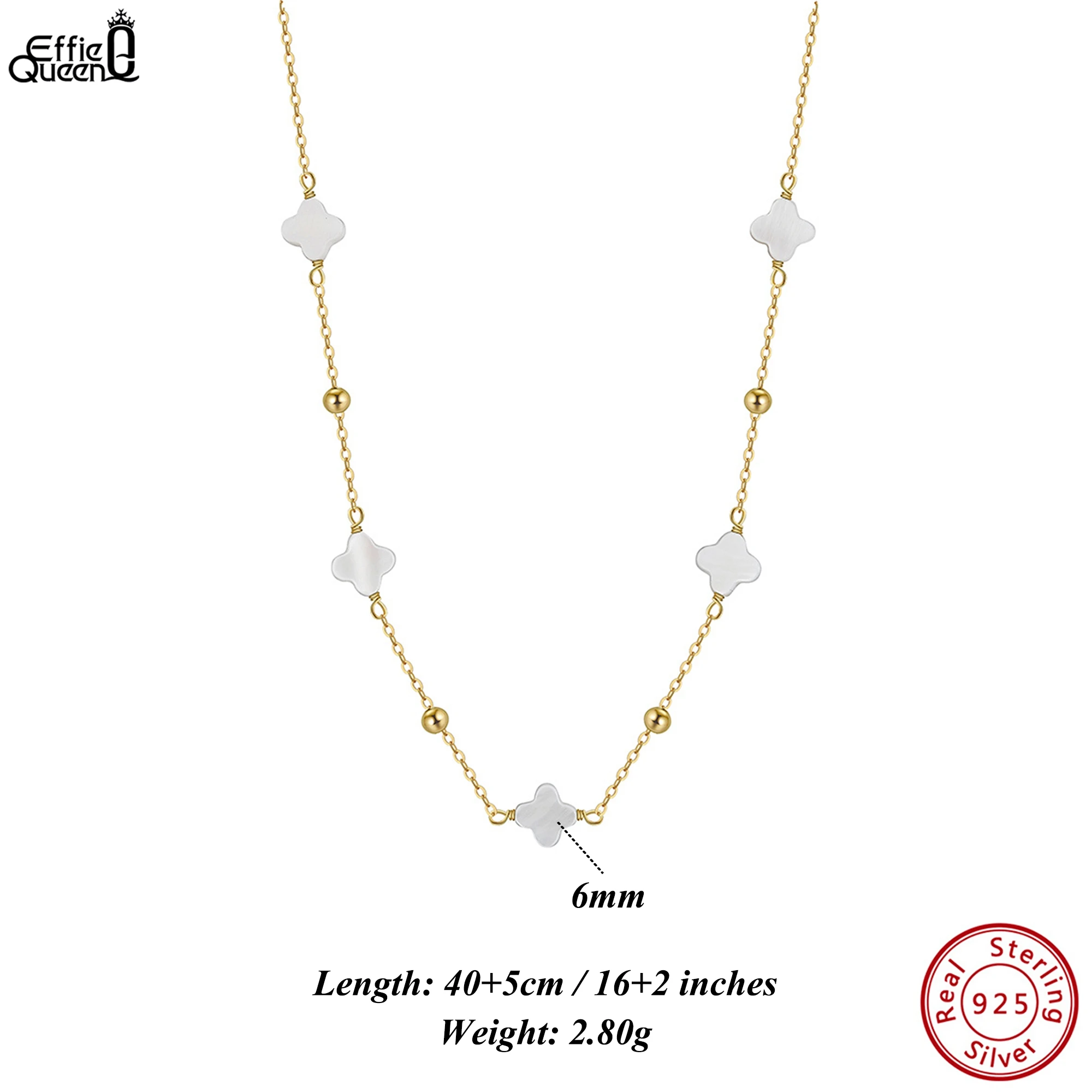 EFFIE QUEEN 925 Sterling Silver 14K Gold Four Leaf Clover Choker Necklace Shell Ornament Symbol of Lucky Nature Style Gift GMN58
EFFIE QUEEN 925 Sterling Silver 14K Gold Four Leaf Clover Choker Necklace Shell Ornament Symbol of Lucky Nature Style Gift GMN58