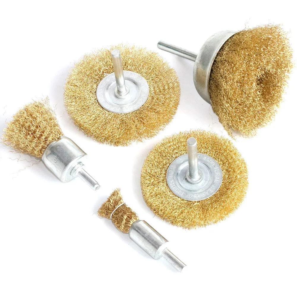 5pcs Brass Wire Wheel Brush Kit For Drill Crimped Cup Brush With 1/4 Inch Shank 0.13mm True Brass Wire For Cleaning And Deburring
5pcs Brass Wire Wheel Brush Kit For Drill Crimped Cup Brush With 1/4 Inch Shank 0.13mm True Brass Wire For Cleaning And Deburring