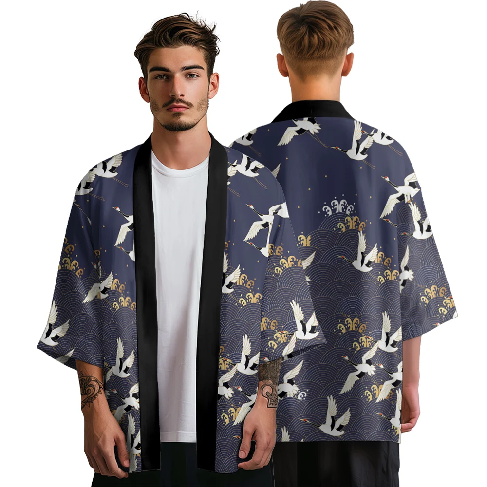 Summer Kimono Crane Pattern Men Fashion Hawaiian Shirt Women Traditional Cardigan Yukata Cosplay Costume Samurai Kimonos Cloak
Summer Kimono Crane Pattern Men Fashion Hawaiian Shirt Women Traditional Cardigan Yukata Cosplay Costume Samurai Kimonos Cloak