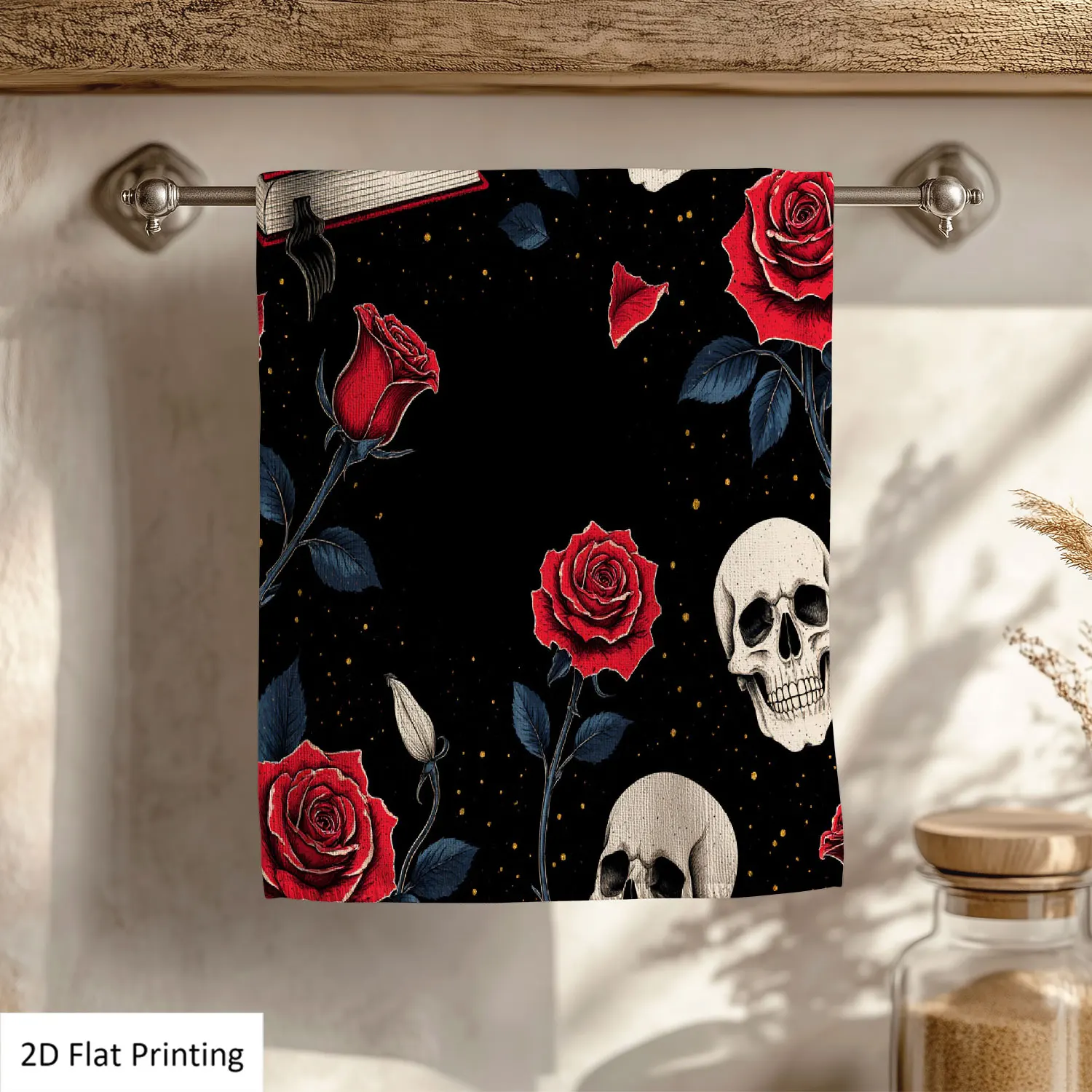 1Pc Roses Skulls On Black Background Medieval Style Bathroom Hand Towel Bath Towel, Multiple Size Microfiber Polyester Towel, Unique Home Decorative Kitchen Towels, Festival Bathroom Accessories Decor, Quick Dry and Absorbent
1Pc Roses Skulls On Black Background Medieval Style Bathroom Hand Towel Bath Towel, Multiple Size Microfiber Polyester Towel, Unique Home Decorative Kitchen Towels, Festival Bathroom Accessories Decor, Quick Dry and Absorbent
