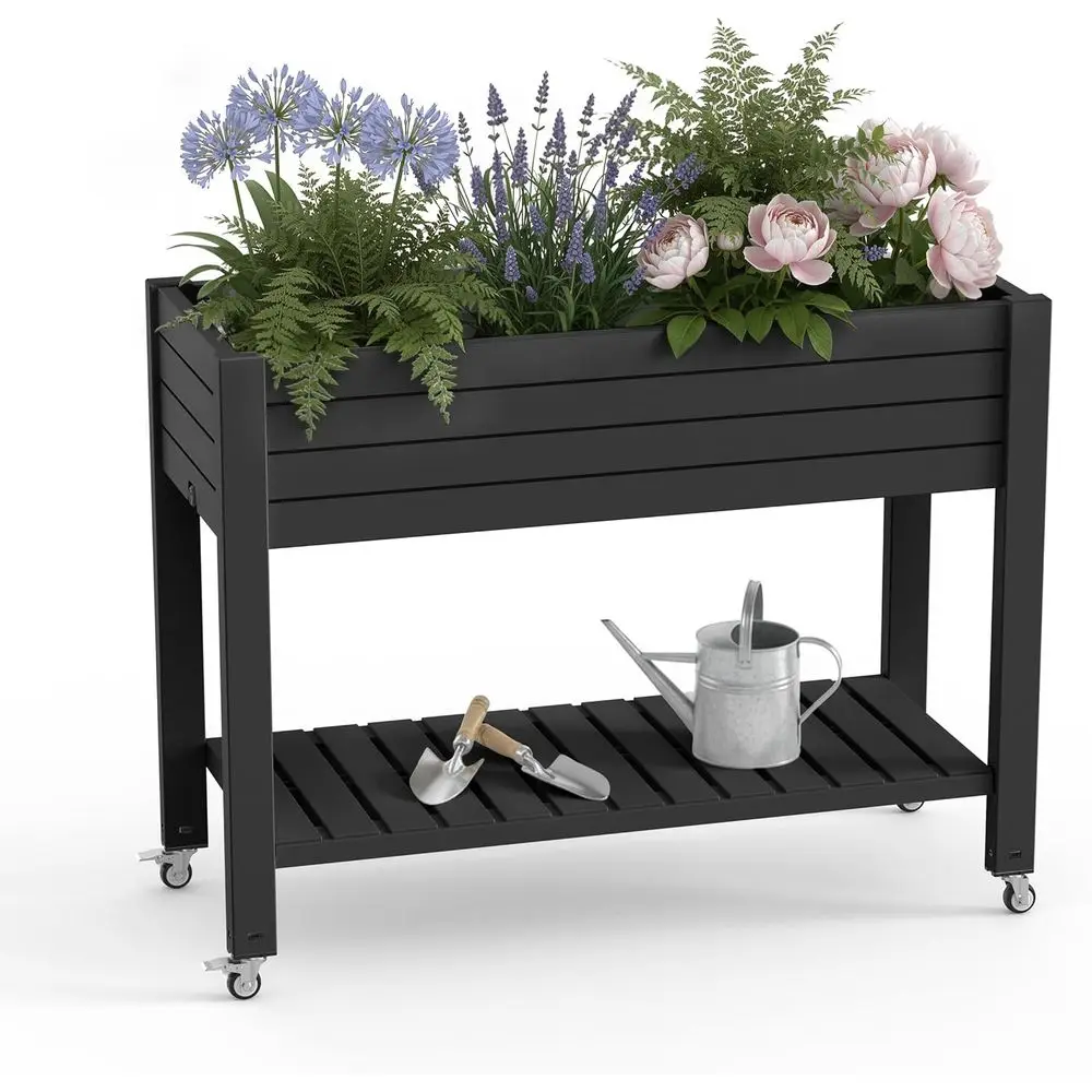 21 Gallon Large Raised Garden Bed with Legs, Wheels, Drainage, and Storage Shelf for Patio and Backyard Use (Black)
21 Gallon Large Raised Garden Bed with Legs, Wheels, Drainage, and Storage Shelf for Patio and Backyard Use (Black)