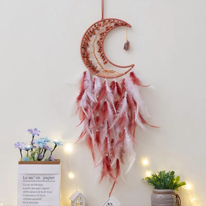 Boho Dream Catcher Feather Wall Decor Crystal Amethyst Gemstone Stone Tree of Life Large Moon Catchers Hanging Ornament for Home
Boho Dream Catcher Feather Wall Decor Crystal Amethyst Gemstone Stone Tree of Life Large Moon Catchers Hanging Ornament for Home
