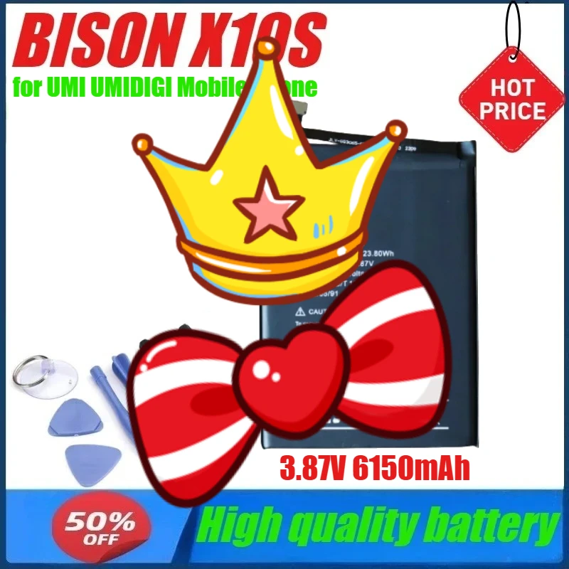 3.87V 23.80Wh 6150mAh BISON X10S Battery for UMI UMIDIGI Mobile Phone Replacement Backup Batteria Batterie+Tool
3.87V 23.80Wh 6150mAh BISON X10S Battery for UMI UMIDIGI Mobile Phone Replacement Backup Batteria Batterie+Tool