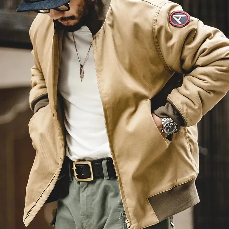 Maden Men’s Brown Flight Bomber Jackets Vintage Pilot Aviator Monocycle Jacket Slim Fit With Patches Stand Collar
Maden Men’s Brown Flight Bomber Jackets Vintage Pilot Aviator Monocycle Jacket Slim Fit With Patches Stand Collar