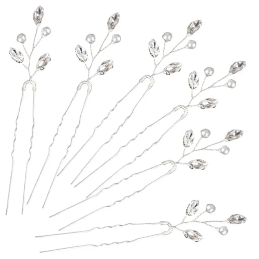 6PCS Silver Hair Pins with Pearls and Crystals for Women and Girls. U Shaped Rhinestone hair accessories for Daily Use or Vario
6PCS Silver Hair Pins with Pearls and Crystals for Women and Girls. U Shaped Rhinestone hair accessories for Daily Use or Vario