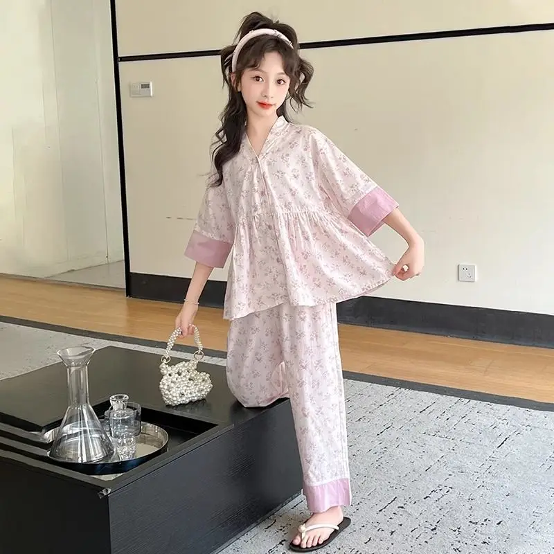 Girls Summer Pajamas Set 3/4 Sleeve Loose Korean Style Home Loungewear Air Conditioning Wear
Girls Summer Pajamas Set 3/4 Sleeve Loose Korean Style Home Loungewear Air Conditioning Wear