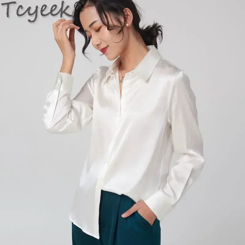 Tcyeek 93% Mulberry Silk Shirt for Women Top Elegant Long Sleeve Tops Silk Blouse Women Blouses Shirts Korean Style Blusas Mujer
Tcyeek 93% Mulberry Silk Shirt for Women Top Elegant Long Sleeve Tops Silk Blouse Women Blouses Shirts Korean Style Blusas Mujer