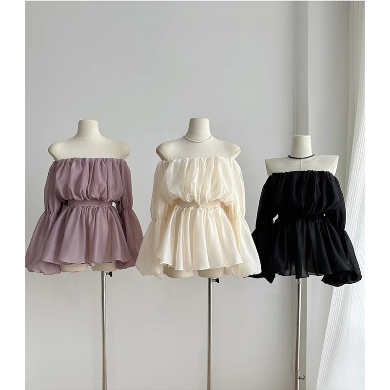 Sweet French One-shoulder Puff Sleeves Pleated Shirts Women's Spring and Summer Off-shoulder Waist Slimming Pullover Blouse Tops
Sweet French One-shoulder Puff Sleeves Pleated Shirts Women's Spring and Summer Off-shoulder Waist Slimming Pullover Blouse Tops