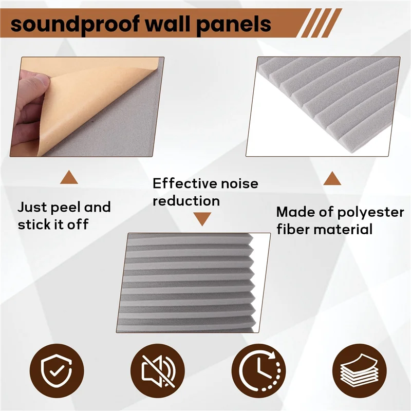 ABUE-24 Pack Self-Adhesive Acoustic Panels, Sound Proof Foam Panels, High Density Soundproofing Wall Panels For Home (Grey)
ABUE-24 Pack Self-Adhesive Acoustic Panels, Sound Proof Foam Panels, High Density Soundproofing Wall Panels For Home (Grey)