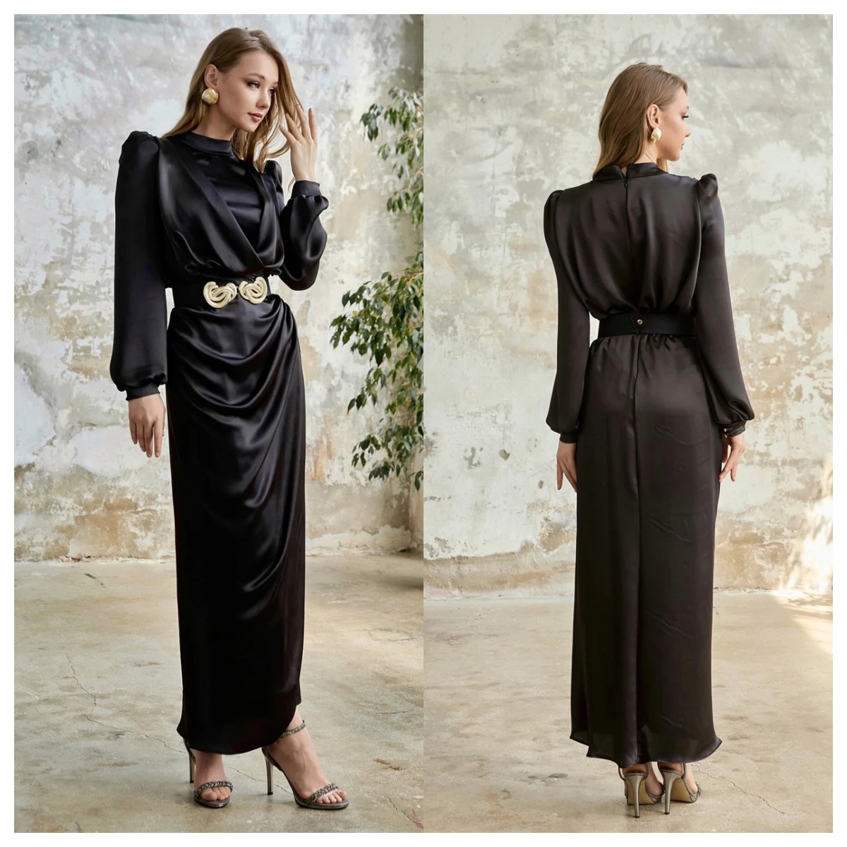Customized Modern Black Satin Evening Dress O-Neck Long Sleeves Bespoke Occasion Gowns Vestido De Festa Graceful Zippe
Customized Modern Black Satin Evening Dress O-Neck Long Sleeves Bespoke Occasion Gowns Vestido De Festa Graceful Zippe