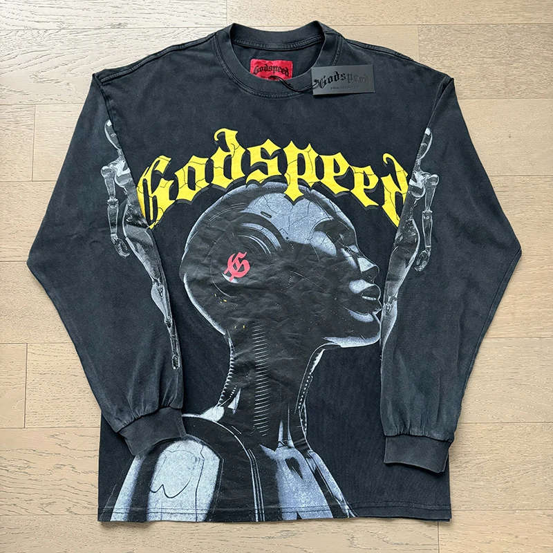 American High Street GOD SPEED Long Sleeve T-shirt Tech Robot Head Print Godspeed Top Tee Men Women
American High Street GOD SPEED Long Sleeve T-shirt Tech Robot Head Print Godspeed Top Tee Men Women