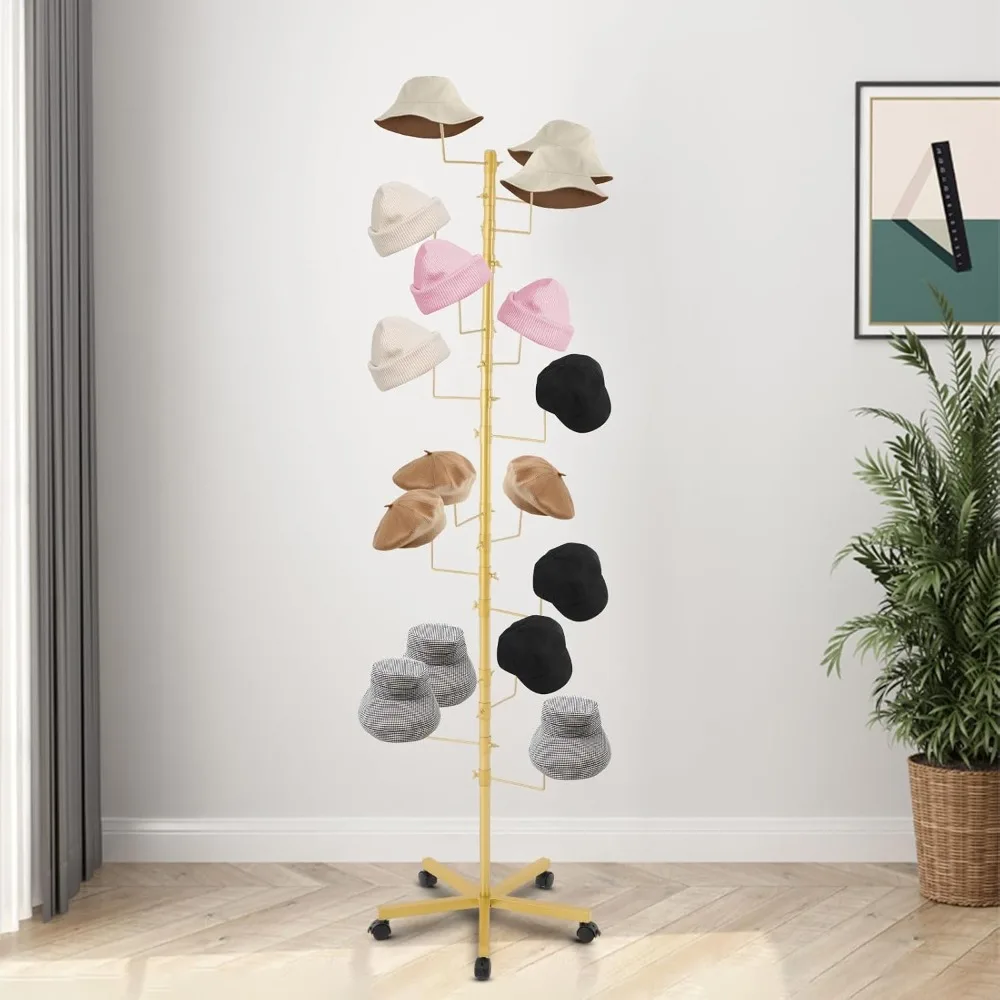 Hat Rack Stand, Freestanding Hats Rack Stand, 15 Hooks Hat Display Stand Metal W/ Wheels for Hats& Wigs (Gold, 20")
Hat Rack Stand, Freestanding Hats Rack Stand, 15 Hooks Hat Display Stand Metal W/ Wheels for Hats& Wigs (Gold, 20")