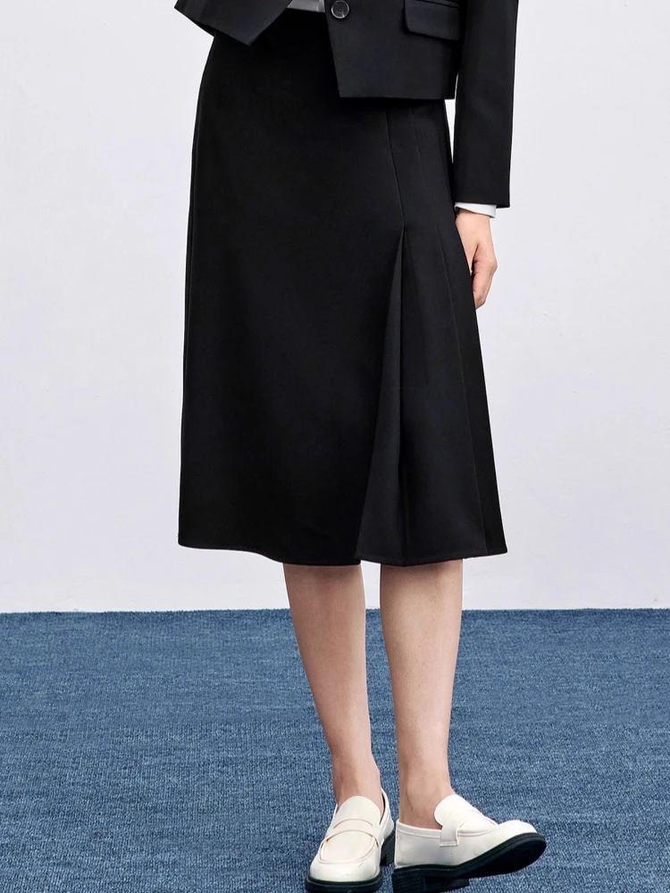 SENTUBILA Pleated Skirt For Women Commuting Professional Wear 2025 Autumn Interview Simple Mid Length Skirt Q53QB8791 
SENTUBILA Pleated Skirt For Women Commuting Professional Wear 2025 Autumn Interview Simple Mid Length Skirt Q53QB8791