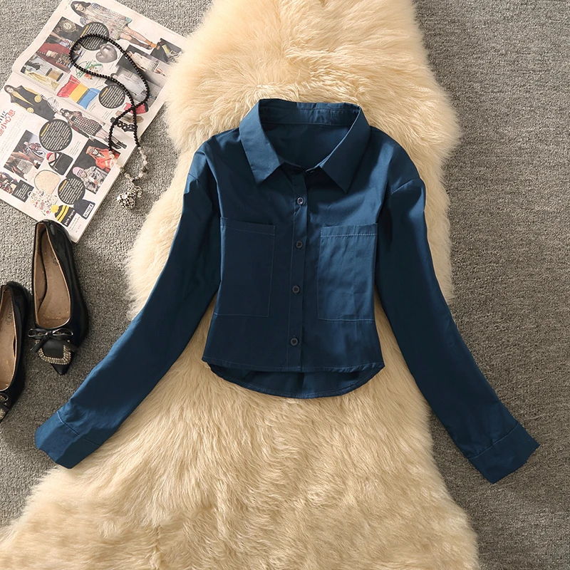 Hong Kong Style Single Button Pure Color Slim Fit Short Shirt Women's Fashionable Versatile Spring New Arrival Commute Style
Hong Kong Style Single Button Pure Color Slim Fit Short Shirt Women's Fashionable Versatile Spring New Arrival Commute Style