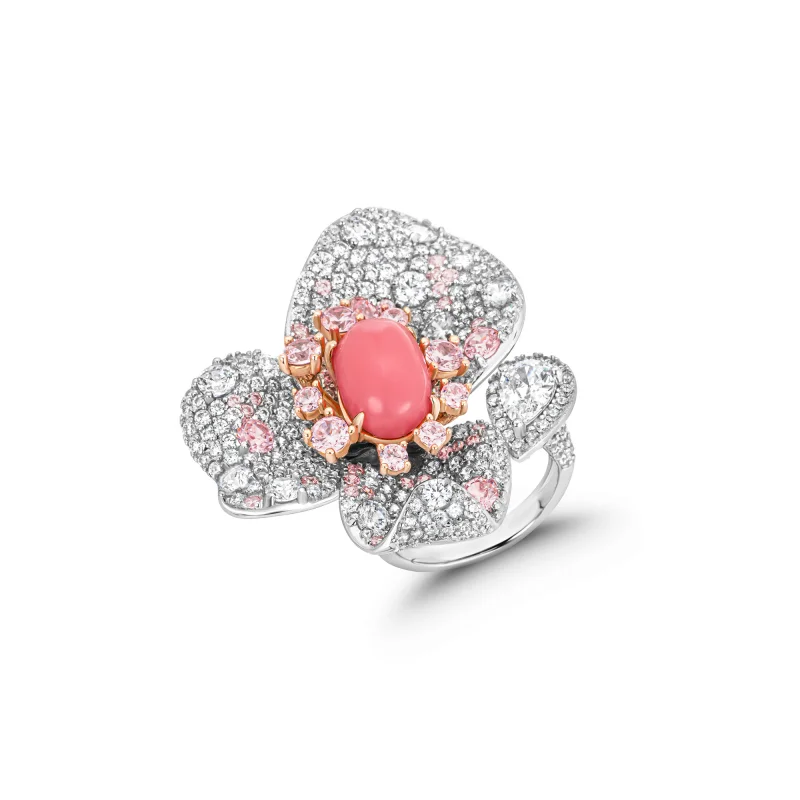 BELLUX 925 Silver Gold Plated High Carbon Diamond Flower Pink Queen Shell Open Ring Exquisite Women's Jewelry
BELLUX 925 Silver Gold Plated High Carbon Diamond Flower Pink Queen Shell Open Ring Exquisite Women's Jewelry